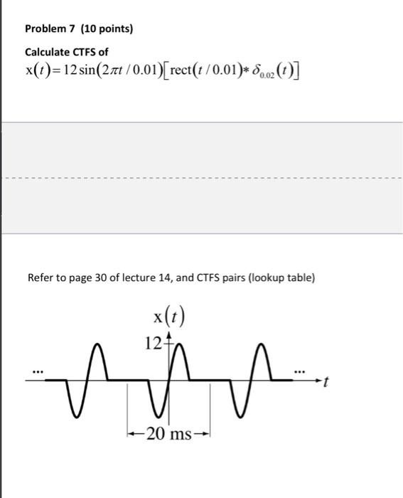 Problem 7 (10 points) Calculate CTFS of Refer to page | Chegg.com