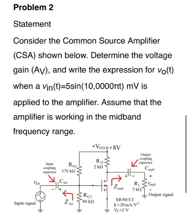 Solved Problem 2 Statement Consider the Common Source | Chegg.com