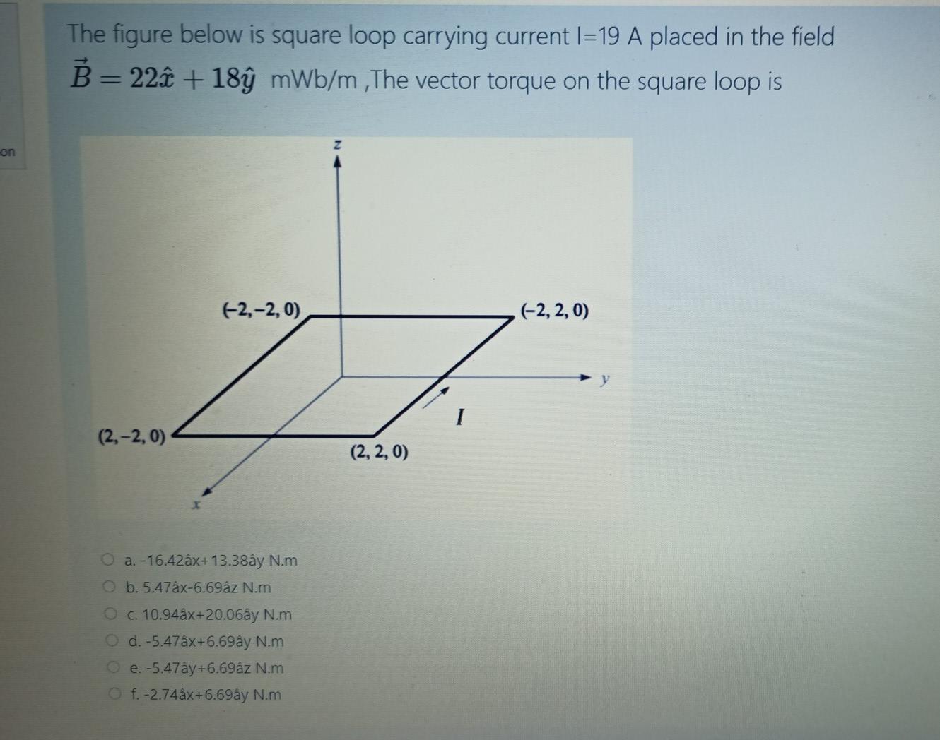 Solved The figure below is square loop carrying current I=19 | Chegg.com