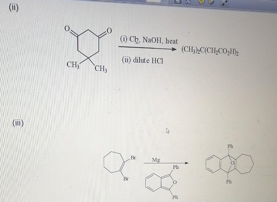 Solved (ii) (i) Ch, NaOH, heat (CH3)2C(CH2CO2H)2 (ii) dilute | Chegg.com