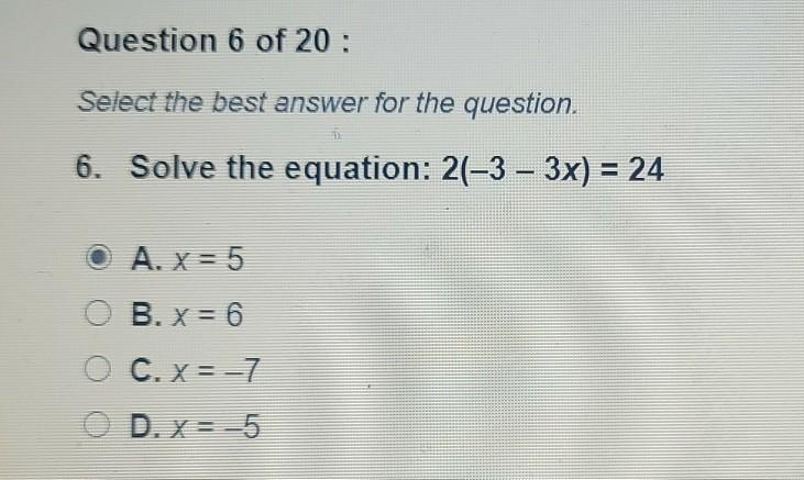 Solved Question 6 Of Select The Best Answer For The Chegg Com