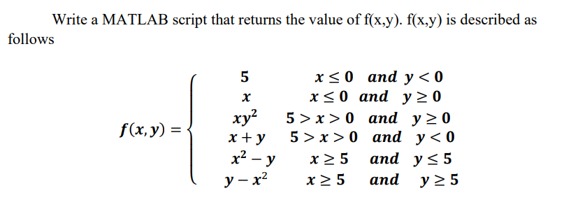 Write a MATLAB script that returns the value of | Chegg.com