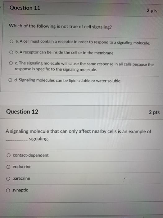 Solved Question 11 2 pts Which of the following is not true | Chegg.com