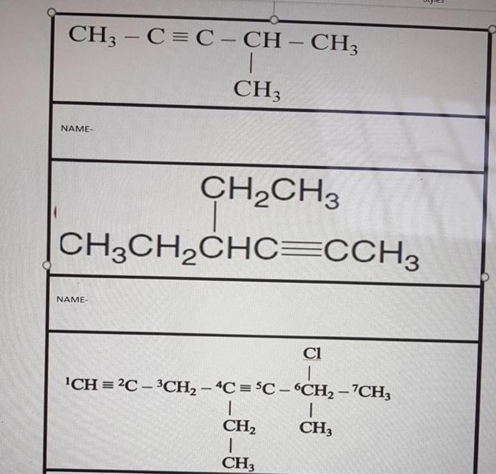 Solved CH3 – C=C – CH - CH3 CH3 NAME- CH2CH3 CH3CH2CH=CCH3 | Chegg.com