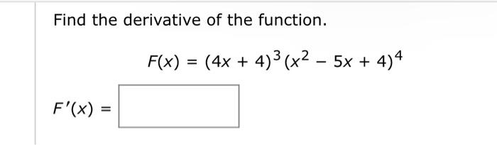 Solved Find the derivative of the function. | Chegg.com