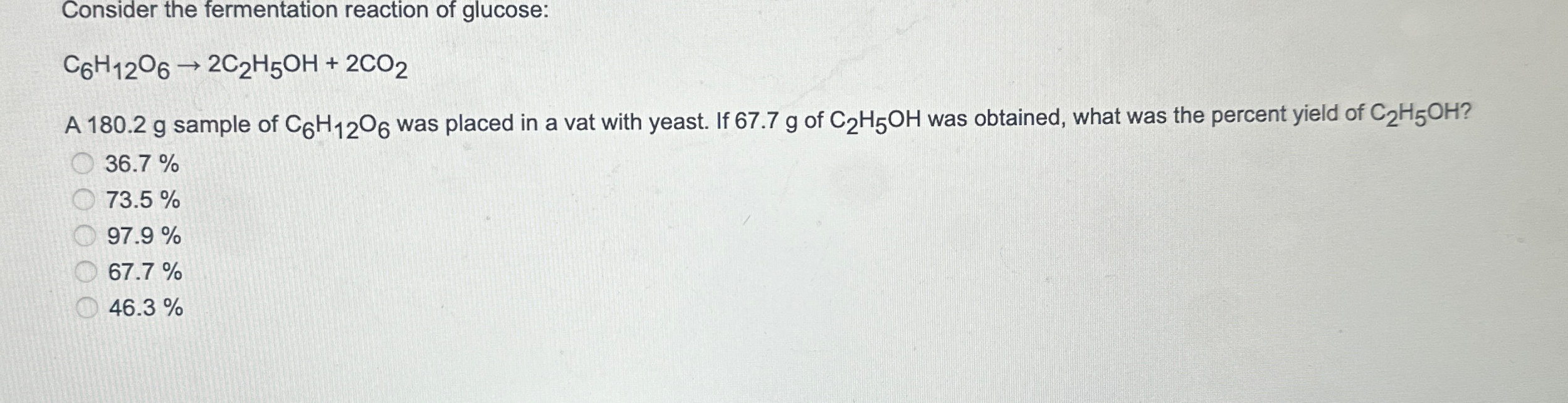 Solved Consider the fermentation reaction of | Chegg.com
