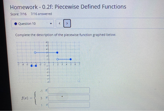 Solved Homework - 0.2f: Piecewise Defined Functions Score: | Chegg.com