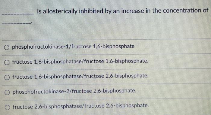 Solved is allosterically inhibited by an increase in the | Chegg.com