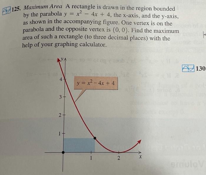 Solved A 125. Maximum Area A rectangle is drawn in the | Chegg.com