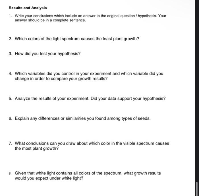 Solved Photosynthesis Virtual Lab In this Virtual Lab you be