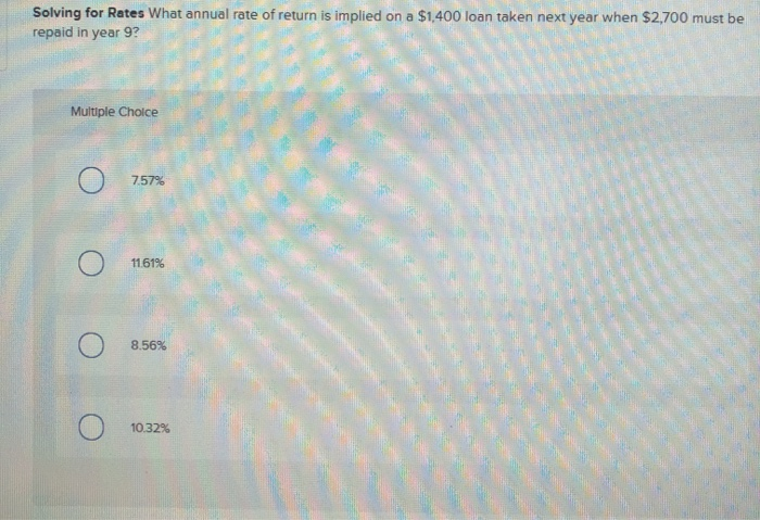 Solved Solving For Rates What Annual Rate Of Return Is | Chegg.com ...