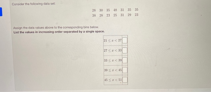Solved Consider the following data set: 28 30 35 48 31 35 35 | Chegg.com