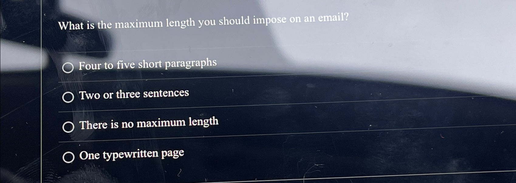 Solved What is the maximum length you should impose on an | Chegg.com