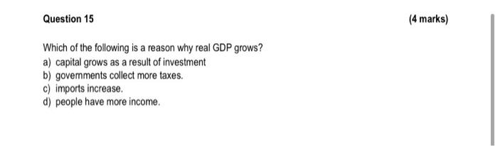 Solved Which of the following is a reason why real GDP | Chegg.com