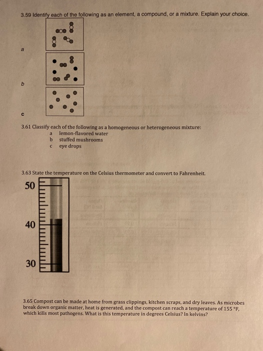 Solved 3.59 Identify each of the following as an element, a | Chegg.com