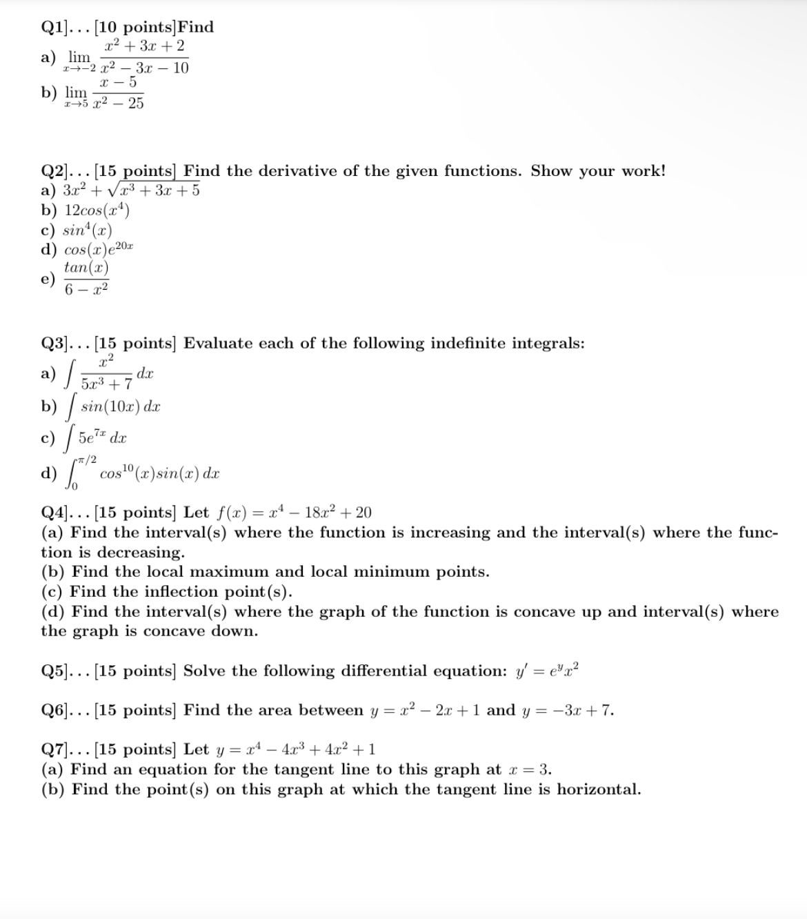 Solved Please answer all 7 ﻿questions and each parts of the | Chegg.com