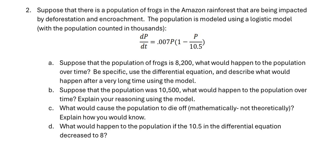 Solved Suppose that there is a population of frogs in the | Chegg.com