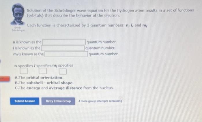 Solved Solution of the Schrödinger wave equation for the | Chegg.com