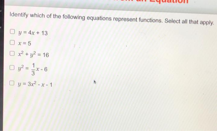 Solved Identify which of the following equations represent | Chegg.com