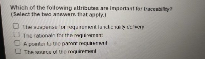 Solved Which of the following attributes are important for | Chegg.com