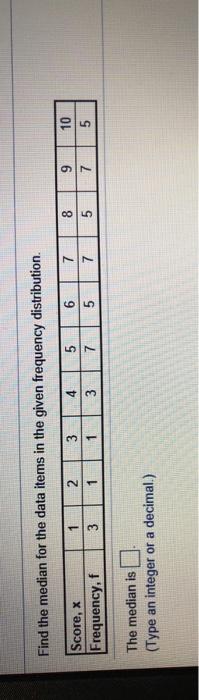 Solved Find The Mean For The Data Items In The Given Chegg