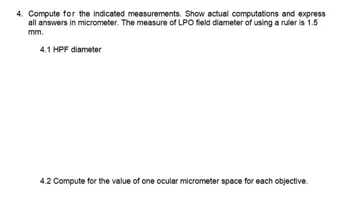 4. Compute for the indicated measurements. Show | Chegg.com