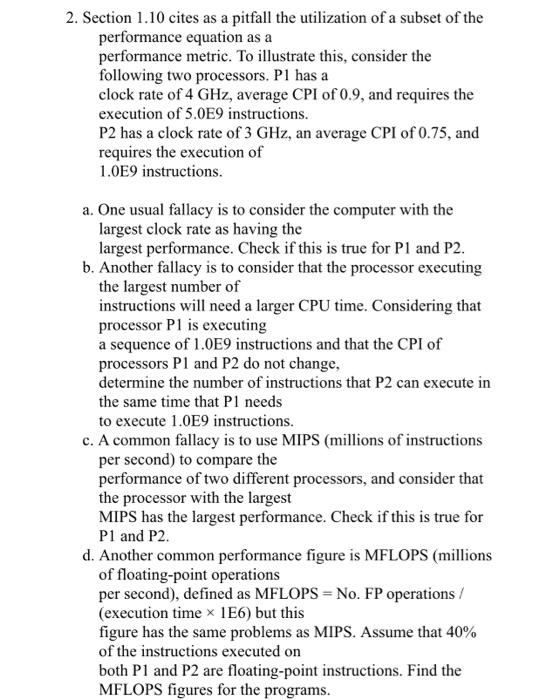 Solved 2. Section 1.10 cites as a pitfall the utilization of | Chegg.com