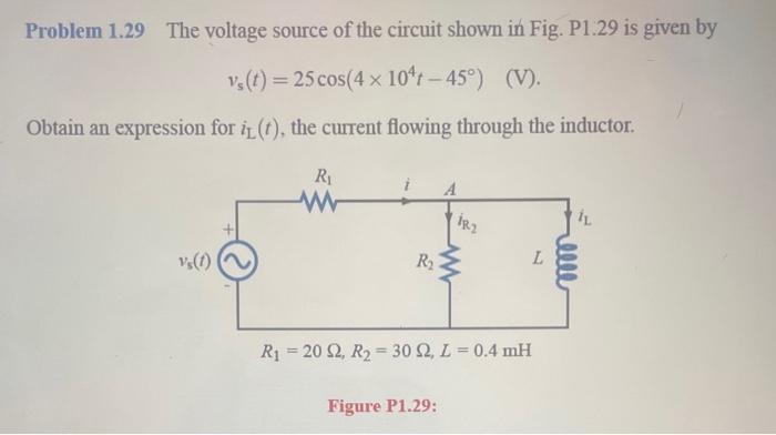 Solved Problem 1.29 The voltage source of the circuit shown | Chegg.com