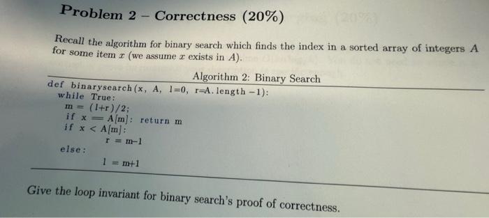 Solved Recall The Algorithm For Binary Search Which Finds | Chegg.com