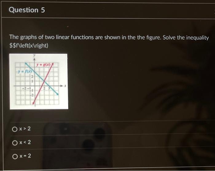 Solved The graphs of two linear functions are shown in the | Chegg.com