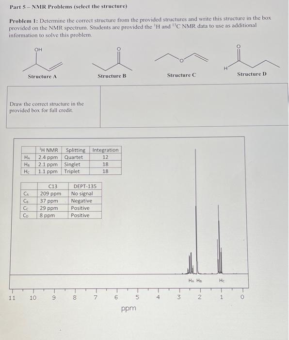 Solved NMR Spectroscopy Worksheet This assignment will be