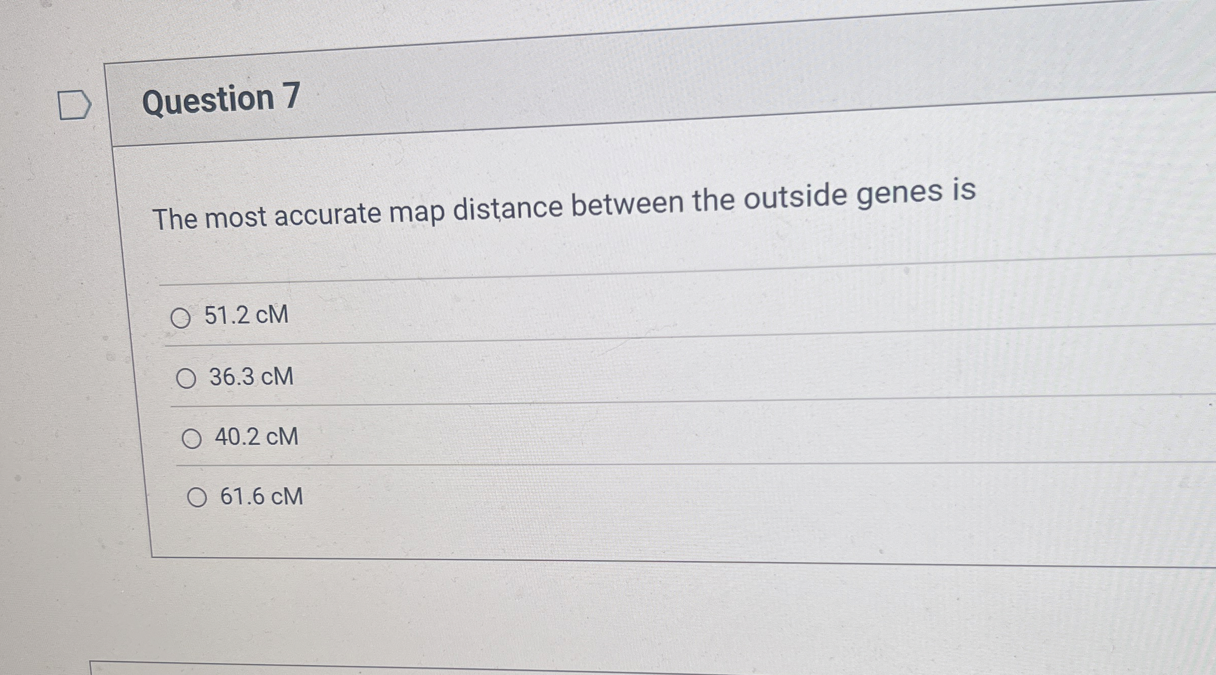 Solved Question 7The most accurate map distance between the | Chegg.com