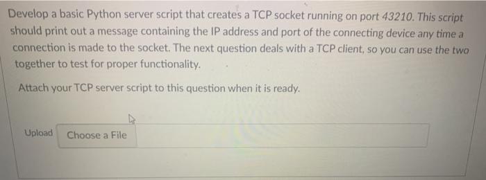 Solved Develop a basic Python server script that creates a | Chegg.com
