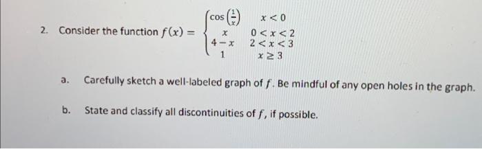 Solved 2. Consider the function f(x) = a. b. s (²) COS X 4-x | Chegg.com