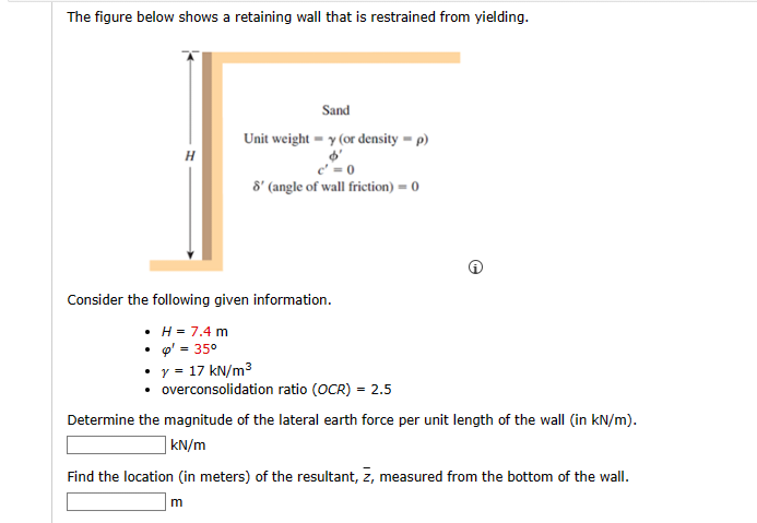 Solved The figure below shows a retaining wall that is | Chegg.com