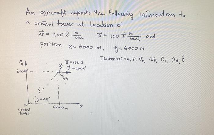 Solved An Aircraft Reports The Following Information To A Chegg Com