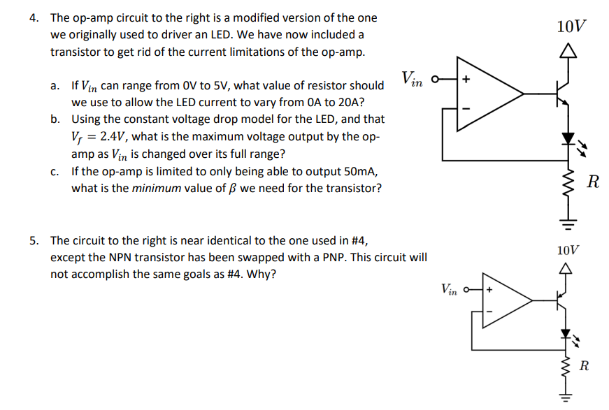 Solved The op-amp circuit to the right is a modified version | Chegg.com