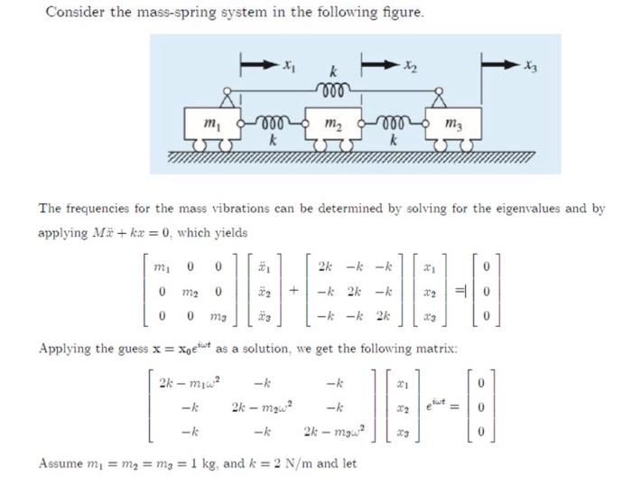 Solved Consider the mass-spring system in the following | Chegg.com