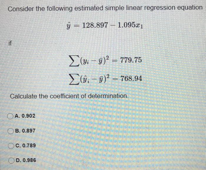 Solved Consider the following estimated simple linear | Chegg.com
