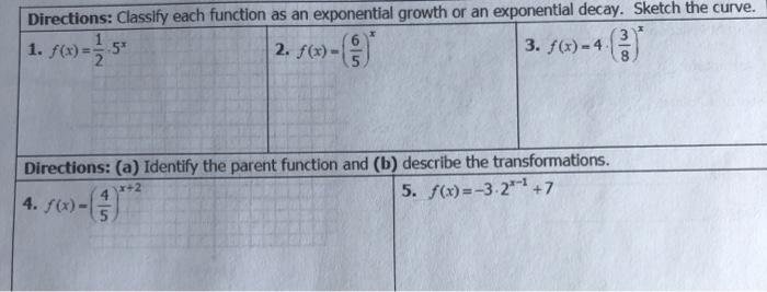 exponential decay parent function