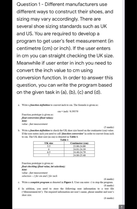 40 cm to inches shoe size