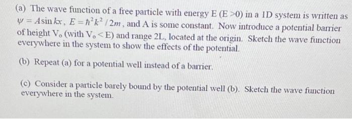 Solved (a) The wave function of a free particle with energy | Chegg.com
