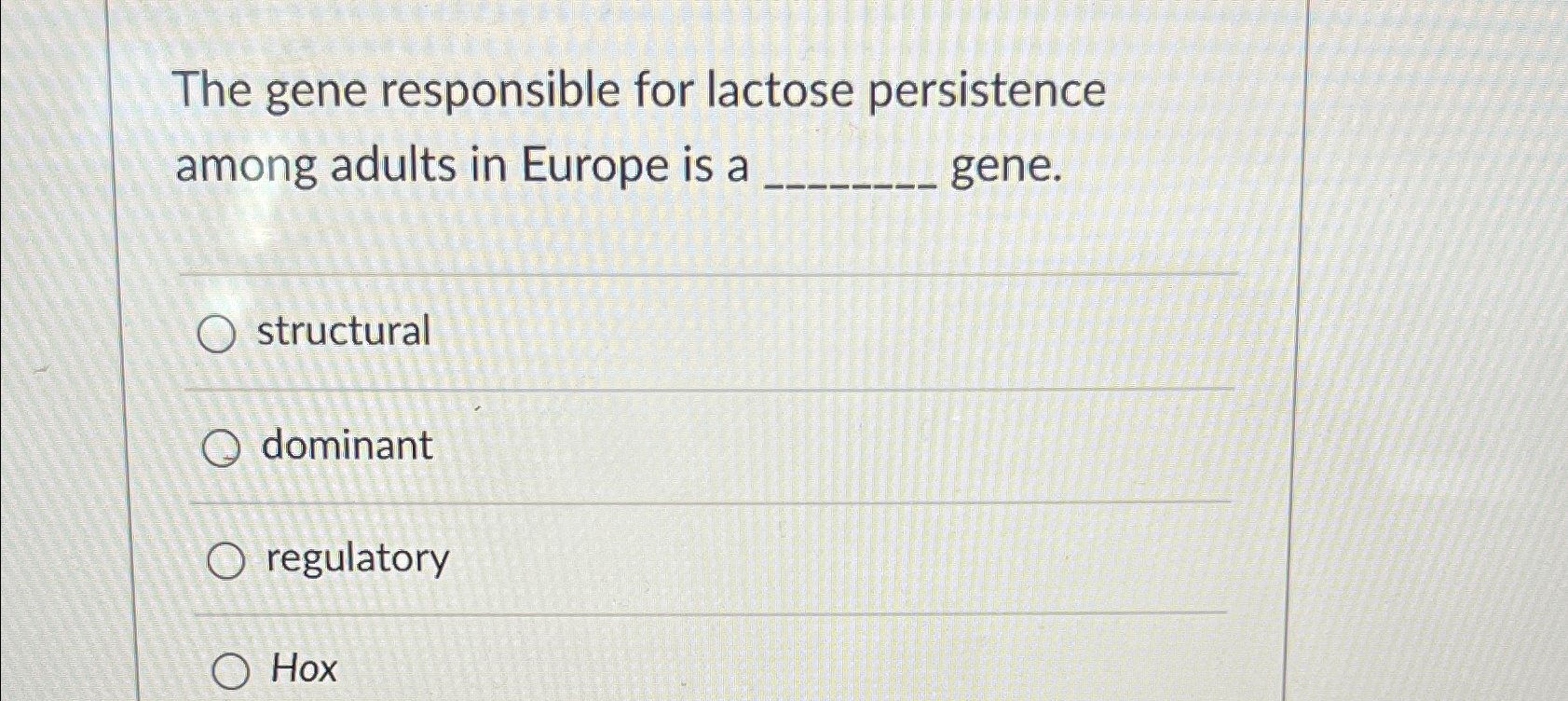 Solved The gene responsible for lactose persistence among