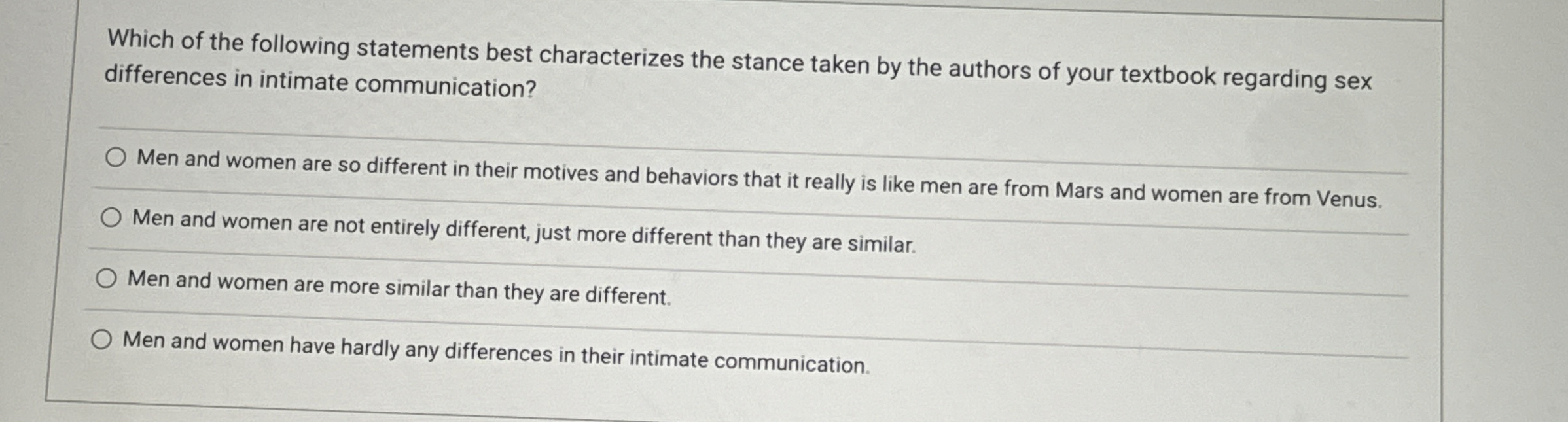 Solved Which of the following statements best characterizes | Chegg.com