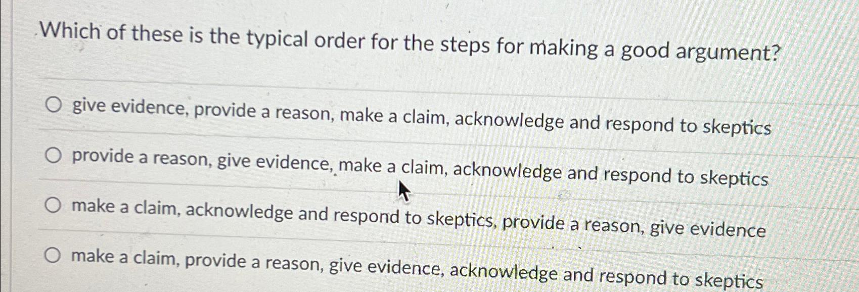 Solved Which of these is the typical order for the steps for | Chegg.com