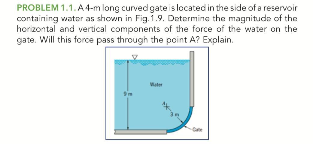 Solved PROBLEM 1.1. A 4-m long curved gate is located in the | Chegg.com