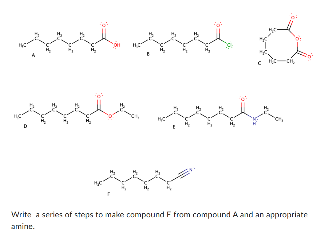 Solved A D B Write a series of steps to make compound \( ﻿E | Chegg.com
