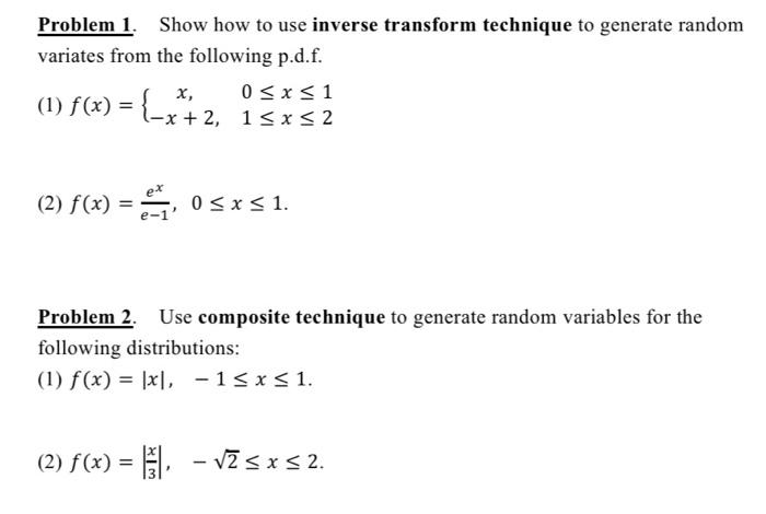 Solved Problem 1. Show how to use inverse transform | Chegg.com