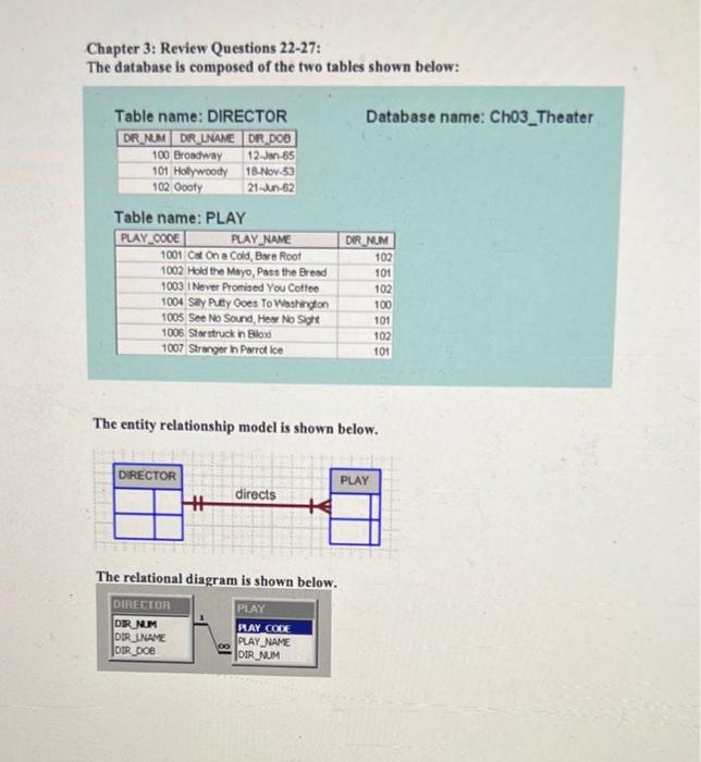 Solved Chapter 3: Review Questions 22-27: The Database Is | Chegg.com