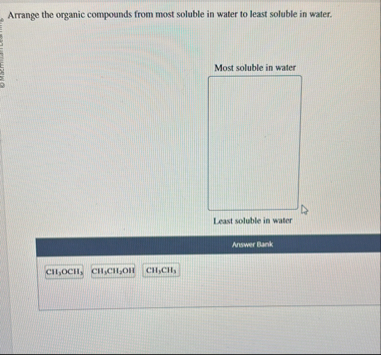 Solved Arrange the organic compounds from most soluble in | Chegg.com
